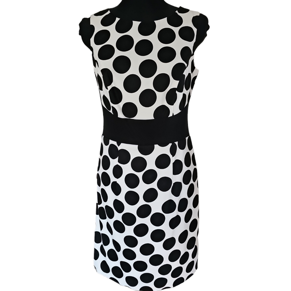 Alyx Polka-dot Pattern White and Black Sleeveless Sheath Dress Women's Size 6